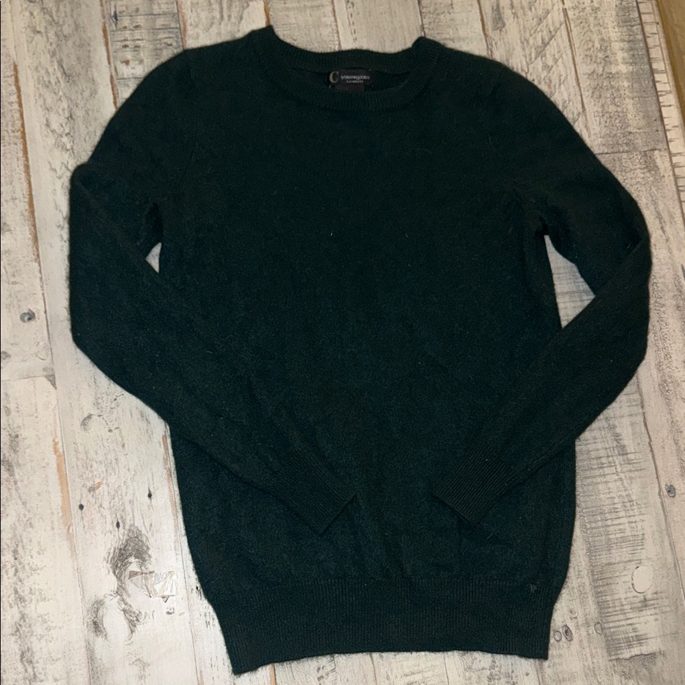 Bloomingdale's Dark Green Crewneck Cashmere Sweater